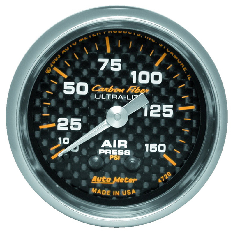 Autometer Carbon Fiber 52mm 150 PSI Mechanical Air Pressure Gauge thumbnail 4