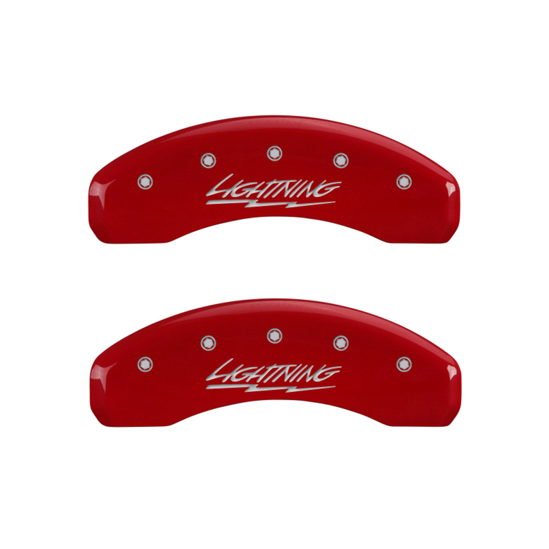 MGP 4 Caliper Covers Engraved Front & Rear Lightning Red finish silver ch thumbnail 3