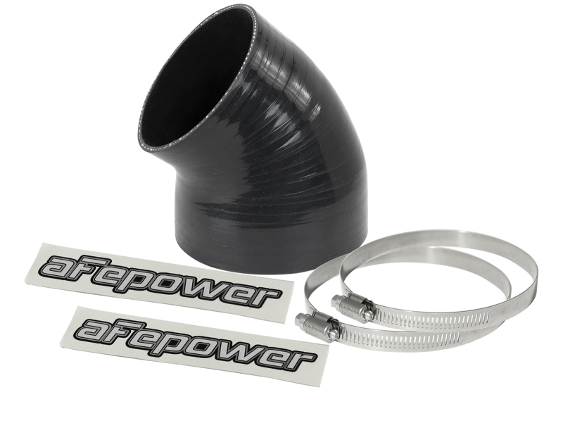 aFe Magnum FORCE CAI Univ. Silicone (4.125in to 3.5in ID / 49 Deg.) Elbow Reducing Coupler - Black thumbnail 2