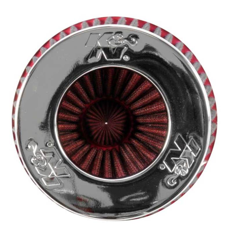 K&N Universal Air Filter Chrome Round Tapered Red - 4in Flange ID x 1.125in Flange Length x 9.5in H thumbnail 2