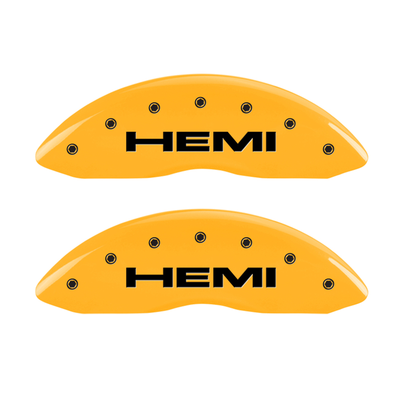 MGP 4 Caliper Covers Engraved Front & Rear Hemi Yellow finish black ch thumbnail 5