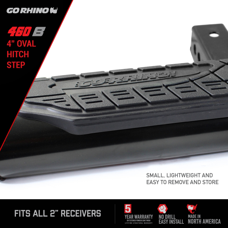 Go Rhino 4in Oval Hitch Step - Black thumbnail 5
