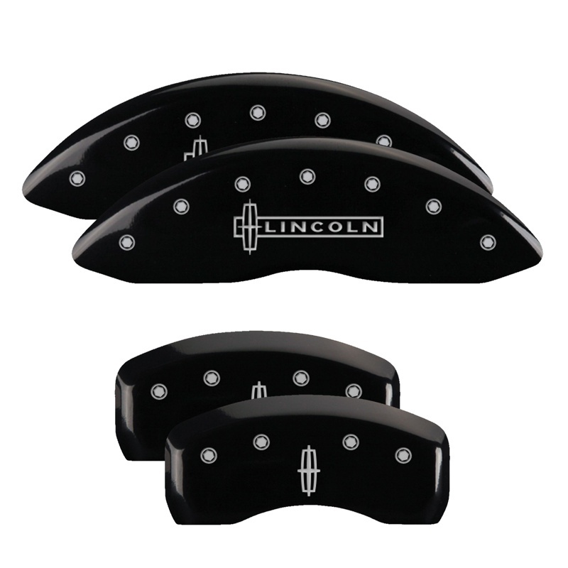 MGP 4 Caliper Covers Engraved Front Lincoln Engraved Rear Star logo Black finish silver ch thumbnail 5