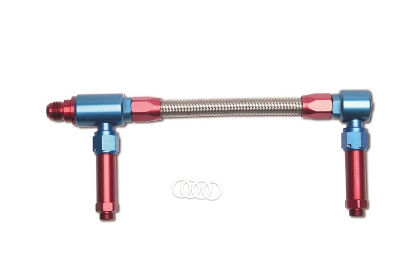 Russell Performance -8 AN to -8 AN ProFlex King Demon Carb Dual Inlet Carb Kit (Red/Blue) thumbnail 3