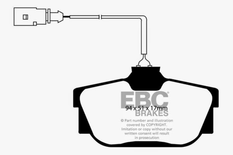 EBC 00 Volkswagen Eurovan 2.8 (ATE) with Wear Leads Ultimax2 Rear Brake Pads thumbnail 5