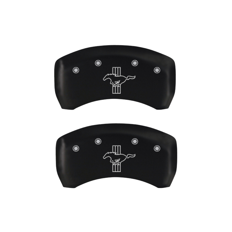 MGP 4 Caliper Covers Engraved Front Mustang Engraved Rear Bar & Pony Red finish silver ch thumbnail 6
