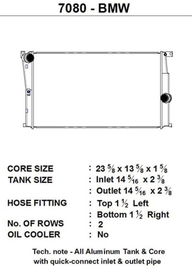 CSF Radiator Fluid Coolers 7080 BMW F20/F21/F22/F23/F30/F31/F34 GT/F32/F33/F36 Gran Coupe (M.T.) / i3 thumbnail 8