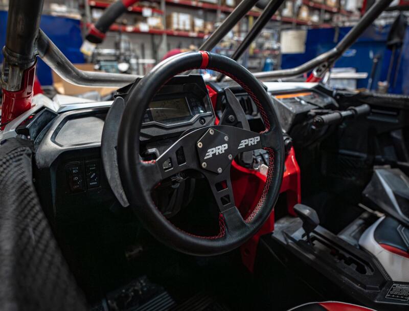 PRP Flat Leather Steering Wheel - Red