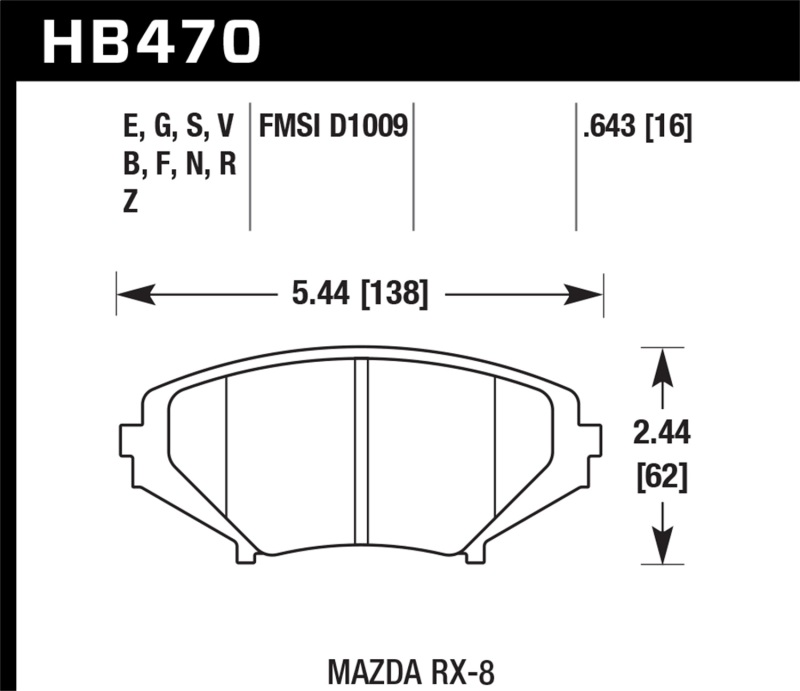Hawk 04-09 RX8 HPS Street Front Brake Pads (D1009) thumbnail 6