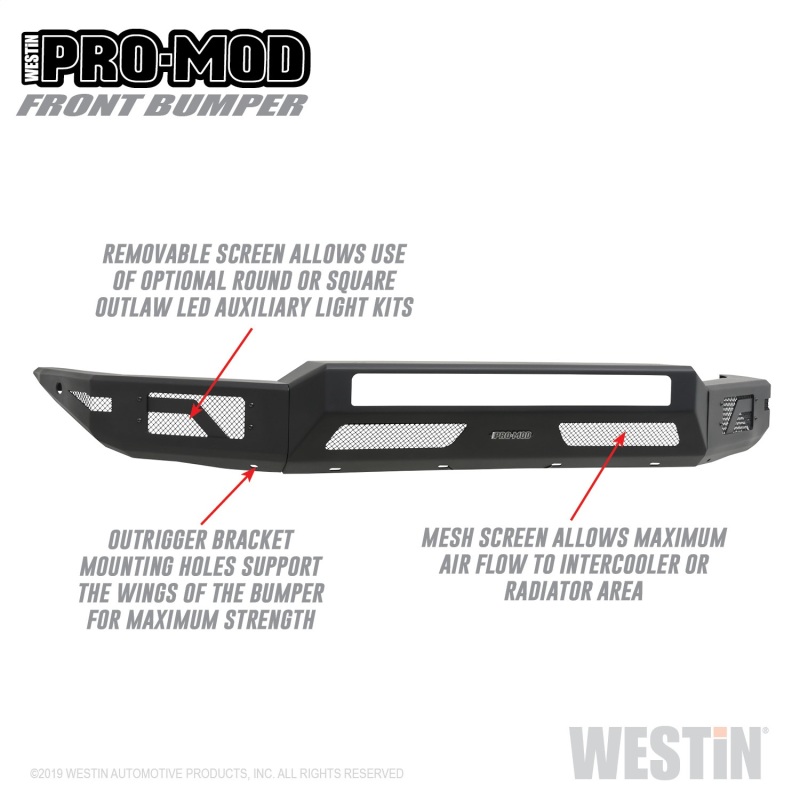 Westin 16-20 Toyota Tacoma Pro-Mod Front Bumper - Textured Black thumbnail 6