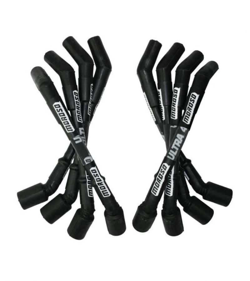 Moroso GM LS Ultra 40 Custom Fit Sleeved Ignition Wire Set 8in 135 Deg Boots - Black