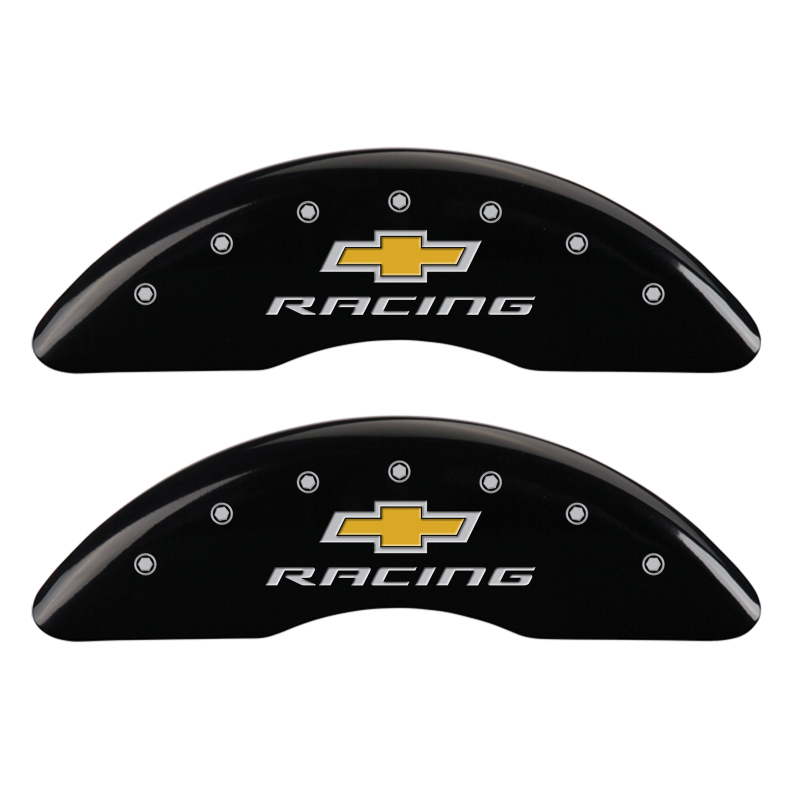 MGP 4 Caliper Covers Engraved F & R Chevy Racing Black Finish Silver Char 2019 Chevrolet Camaro thumbnail 4
