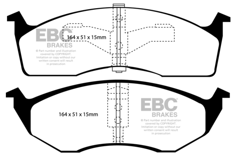 EBC Yellowstuff Brake Pads DP41065R Pads, Yellowstuff, Aramid Fiber, Front, Chrysler, Dodge, Eagle, Plymouth, Set thumbnail 5