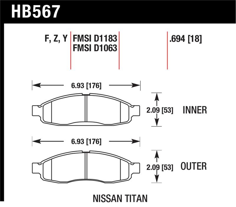 Hawk 04-06 Infiniti QX56 / 05-06 Armada / 04 Pathfinder / 04-07 Titan LTS Street Front Brake Pads