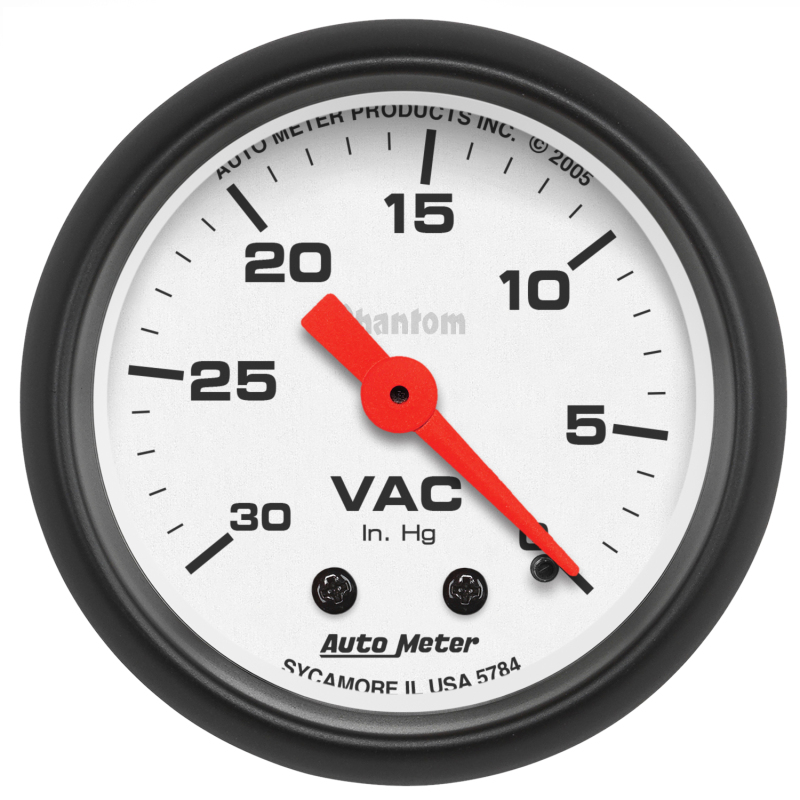 Autometer Phantom 52mm 30 in. HG. Mechanical Vacuum Gauge