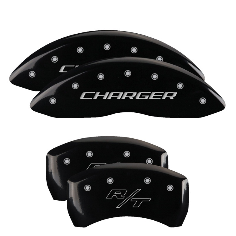 MGP 4 Caliper Covers Engraved Front & Rear Block/Challenger Black finish silver ch thumbnail 2