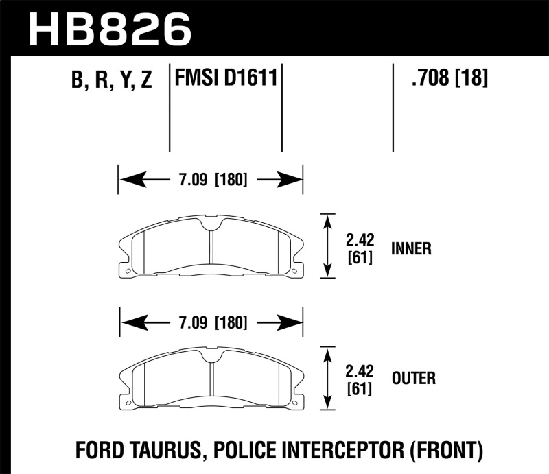 Hawk 13-16 Ford Taurus SHO / 13-16 Lincoln MKS Performance Ceramic Street Front Brake Pads thumbnail 7