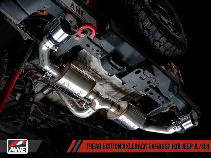 AWE Tuning 2018+ Jeep Wrangler JL/JLU Tread Edition Axle-Back Dual Exhaust - Chrome Silver Tips thumbnail 5