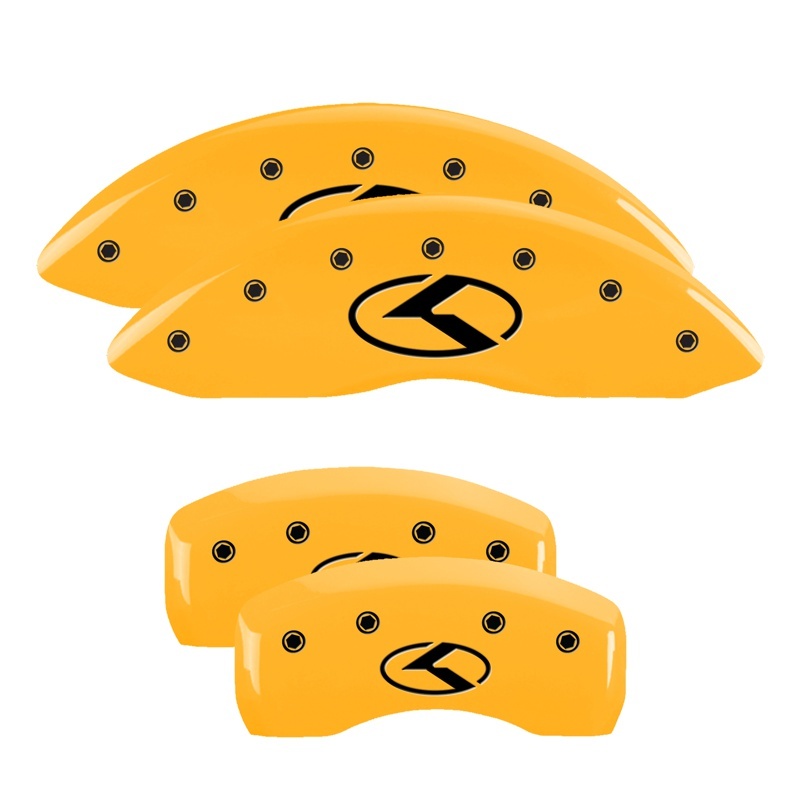 MGP 4 Caliper Covers Engraved Front & Rear Circle K/Kia Yellow Finish Black Char 2018 Kia Optima thumbnail 4