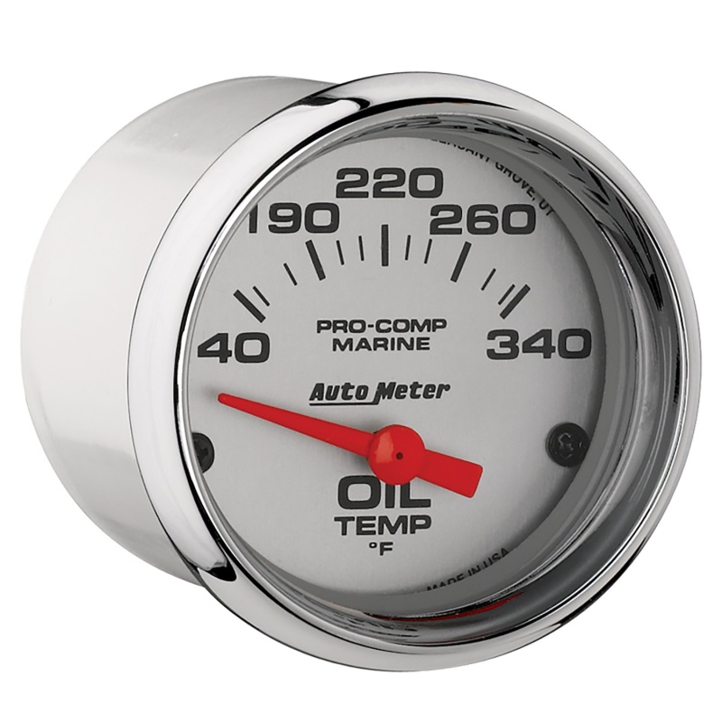 Autometer Marine Chrome Ultra-Lite 2-1/16in Electric Oil Temperature Gauge 140-300 Deg F thumbnail 7