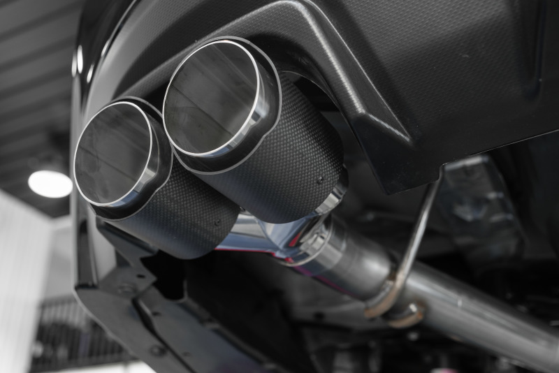 MBRP 15-19 Subaru WRX 2.0L/STI 2.5L 3in Dual Split Rear Exit w/ 3.5in CF Tips - T304 (Race Version) thumbnail 2