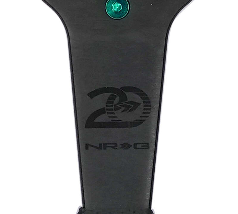 NRG Steering Wheel 1.5in Dish 350mm Black Perforated Leather - Emerald Stitching - Reinforced Spoke thumbnail 6