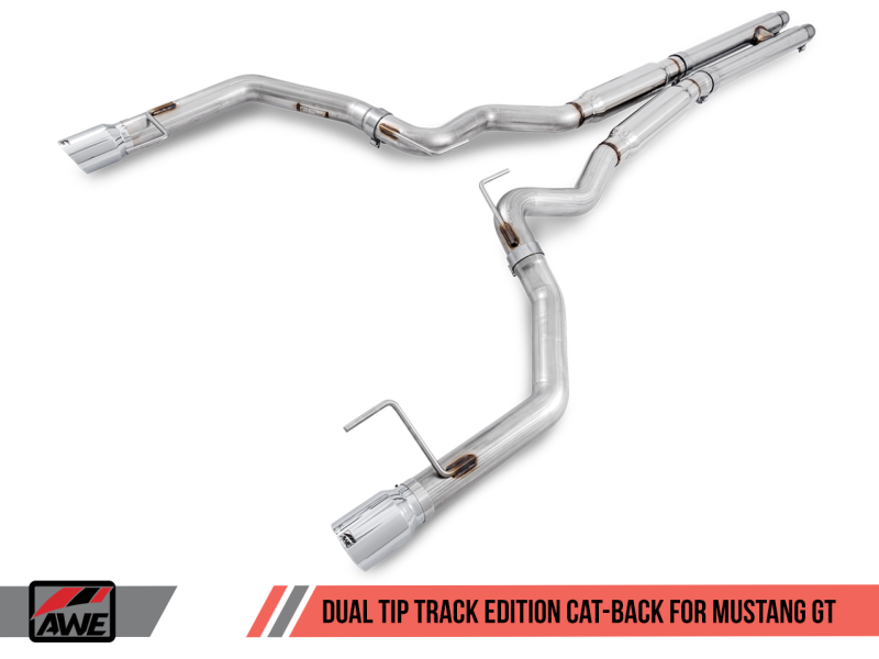 AWE Tuning S550 Mustang GT Cat-Back Exhaust - Track Edition (Chrome Silver Tips) thumbnail 5