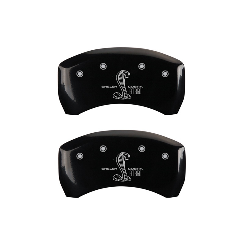 MGP Rear set 2 Caliper Covers Engraved Rear GT350 Shelby & Cobra Black finish silver ch thumbnail 3