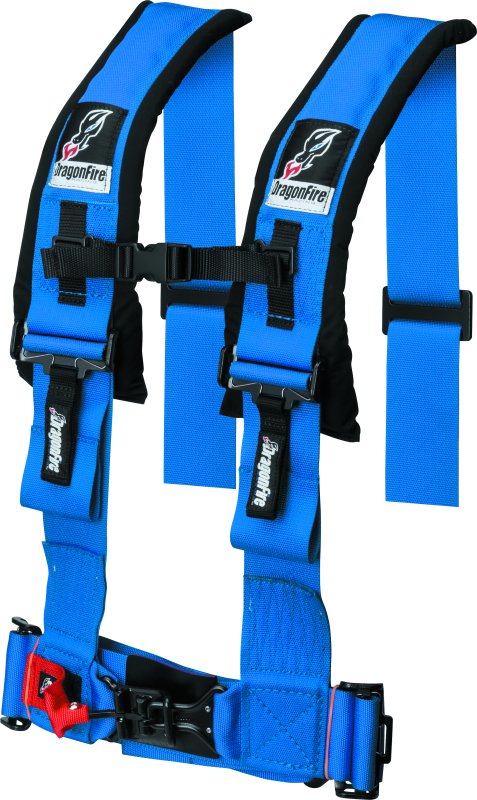 DragonFire Racing Harness- H-Style- 4-Point- 3in Buckle- Blue thumbnail 3