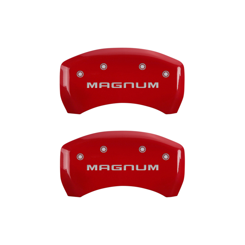 MGP 4 Caliper Covers Engraved Front & Rear Magnum Red finish silver ch thumbnail 9