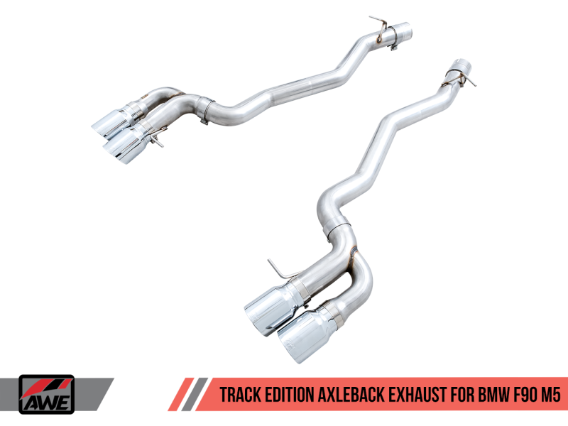 AWE Tuning 18-19 BMW M5 (F90) 4.4T AWD Axle-Back Exhaust - Track Edition (Chrome Silver Tips) thumbnail 5