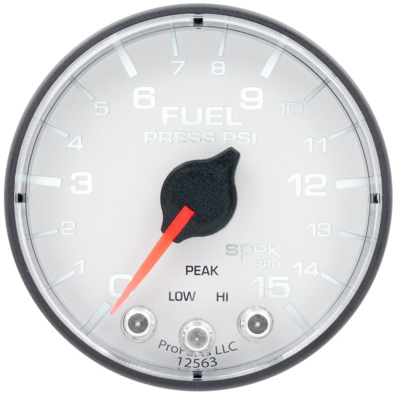 Autometer Spek-Pro Gauge Fuel Press 2 1/16in 15psi Stepper Motor W/Peak & Warn Wht/Blk thumbnail 4