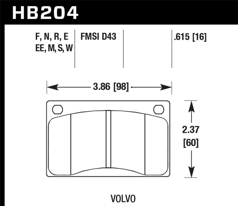 Hawk Volvo 142/145/164/240/242/244/245/262/265/1800 Black Race Brake Pads thumbnail 6