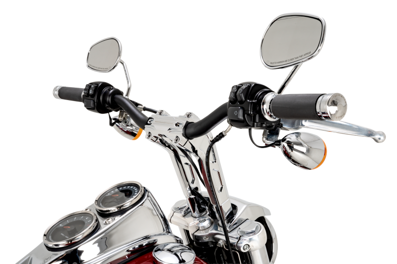 Performance Machine Phatbar H-Bar Assy, 9in Riser, 1-1/4in Bar, Int Wire, Gauge Mount - Chrome