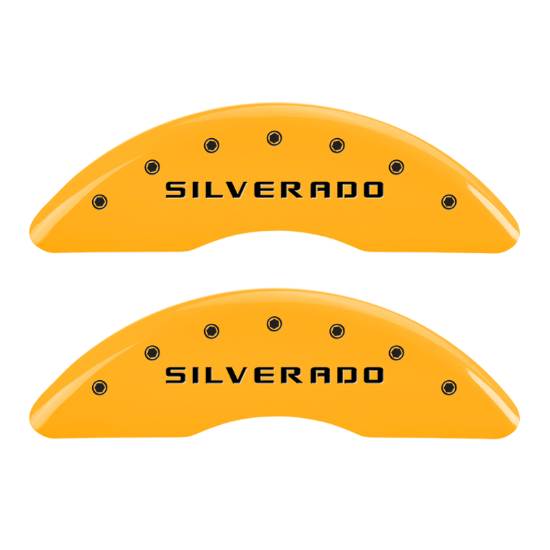 MGP 4 Caliper Covers Engraved Front & Rear Bowtie Black finish silver ch thumbnail 6