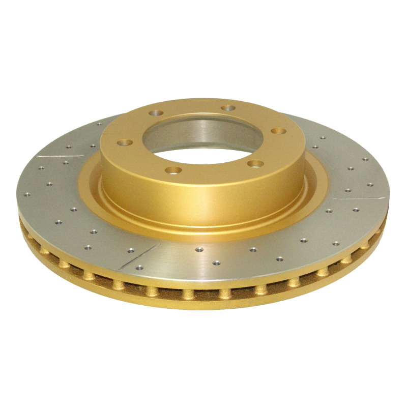 DBA Street Series X-Gold Disc Brake Rotors for 2003-2010 4RUNNER, 2006-2009 GX470, 2002-2004 LAND CRUISER - DBA2700X Rotor, Cross-Drilled, Slotted, X-Gold, Uni-Directional, Toyota, Front, Each thumbnail 6