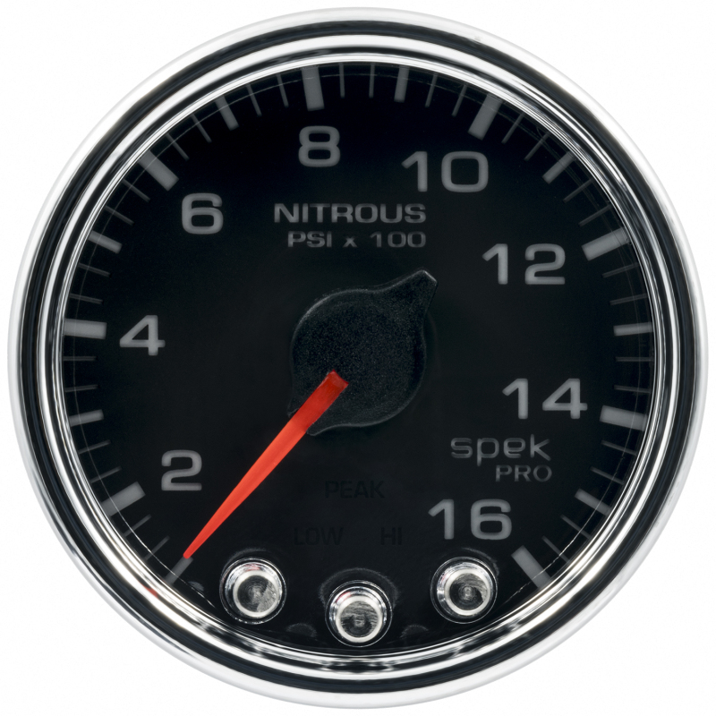 Autometer Spek-Pro Gauge Nitrous Press 2 1/16in 1600psi Stepper Motor W/Peak & Warn Blk/Chrm thumbnail 3
