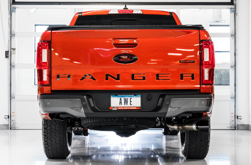 AWE Tuning 2019+ Ford Ranger 0FG Performance Exhaust System w/Diamond Black Tips & Rock Guard thumbnail 7
