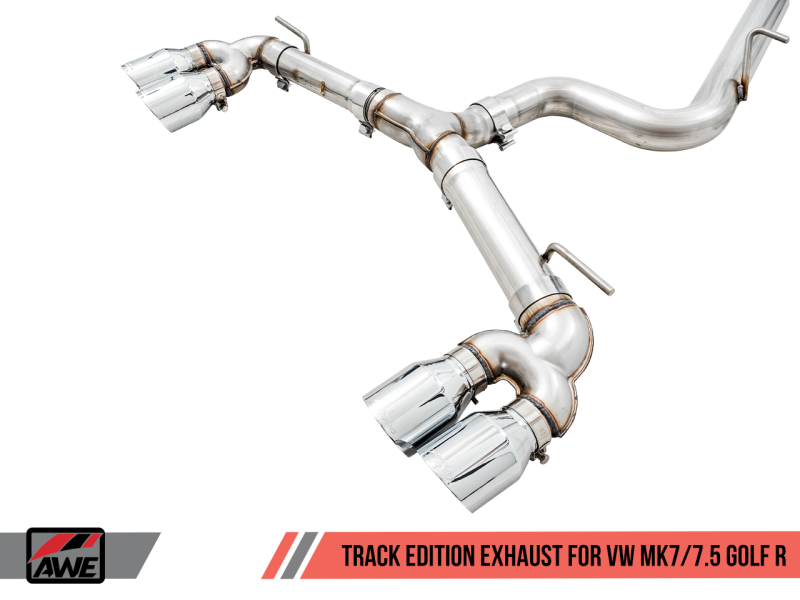 AWE Tuning Mk7 Golf R Track Edition Exhaust w/Chrome Silver Tips 102mm thumbnail 7