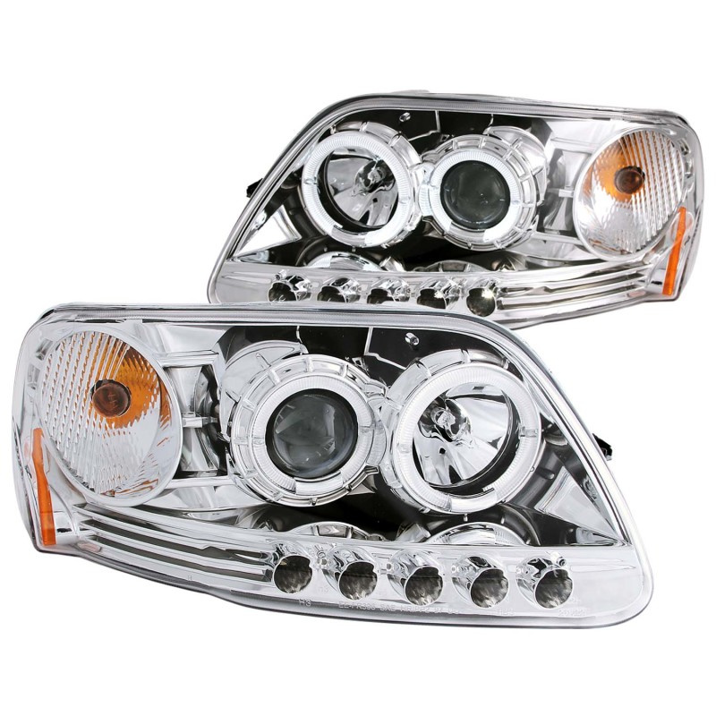 ANZO 1997.5-2003 Ford F-150 Projector Headlights w/ Halo and LED Chrome 1pc thumbnail 5