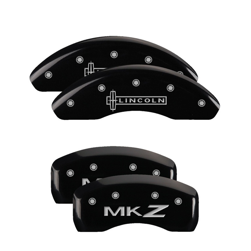 MGP 4 Caliper Covers Engraved Front Lincoln Engraved Rear MKZ Black finish silver ch thumbnail 6
