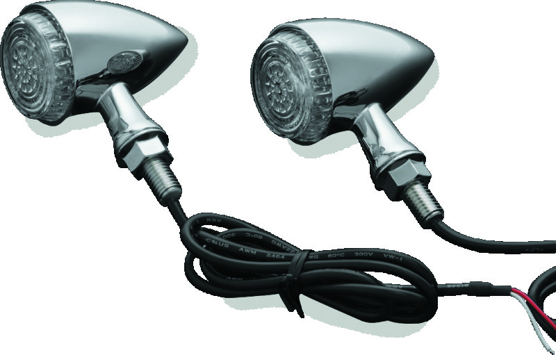 Kuryakyn Torpedo LED Lights 2507 Lights, Torpedo, Shaped, Diecast, Chrome, 1.750 in. Diameter, Clear Lens, Amber/Red Bulbs, Rear Usage, Universal, Pair thumbnail 3