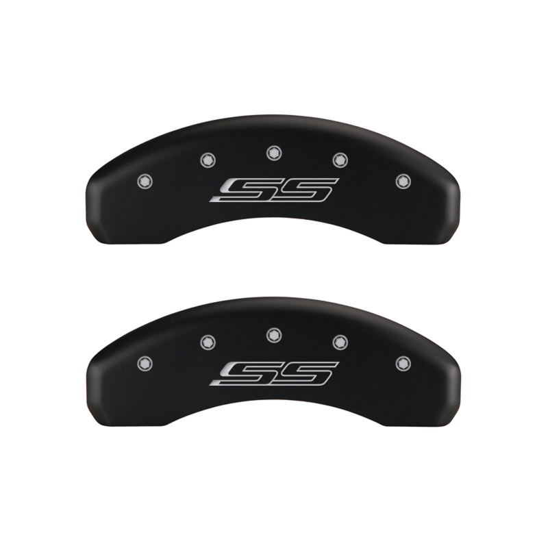 MGP 4 Caliper Covers Engraved Front Gen 5/Camaro Engraved Rear Gen 5/SS Red finish silver ch thumbnail 7