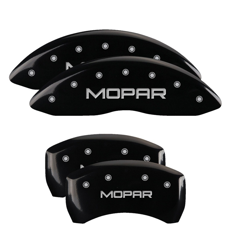MGP 4 Caliper Covers Engraved Front & Rear MOPAR Black finish silver ch thumbnail 7