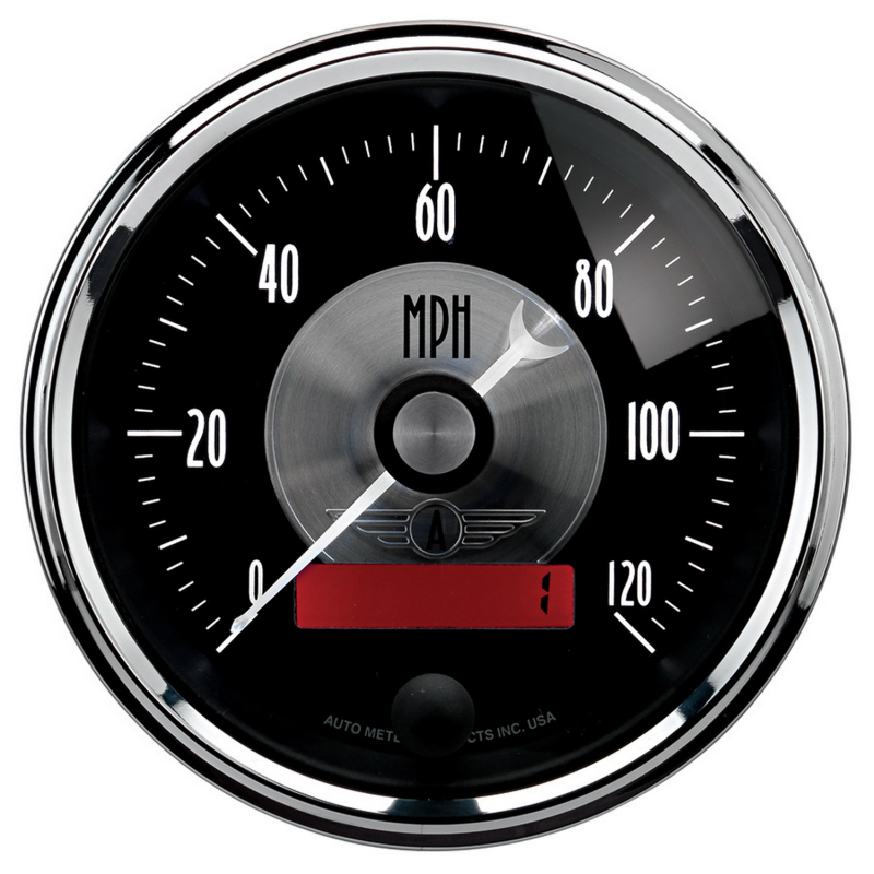 Autometer Prestige Series Black 3-3/8in 120mph Electric Programmable Speedometer w/LCD Odometer thumbnail 4