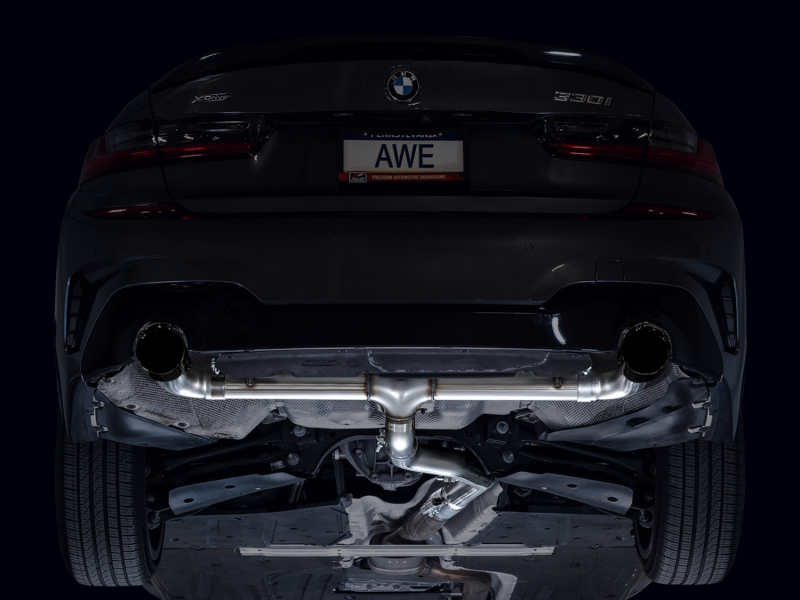 AWE Tuning 19-23 BMW 330i / 21-23 BMW 430i Base G2X Track Edition Axle-Back Exhaust - Diamond Black