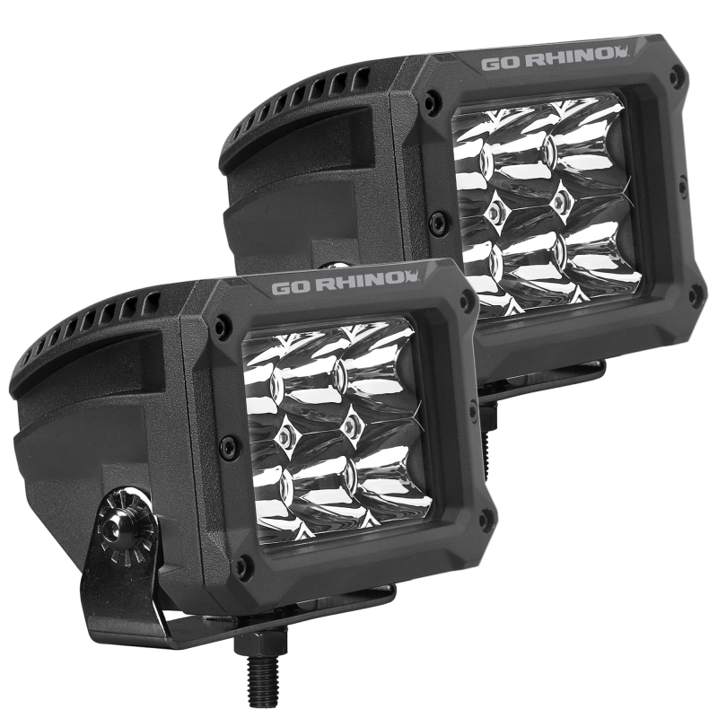 Go Rhino Xplor Bright Series Rectangle LED Spot Light Kit (Surface/Thread Stud Mnt) 4x3 - Blk (Pair) thumbnail 4