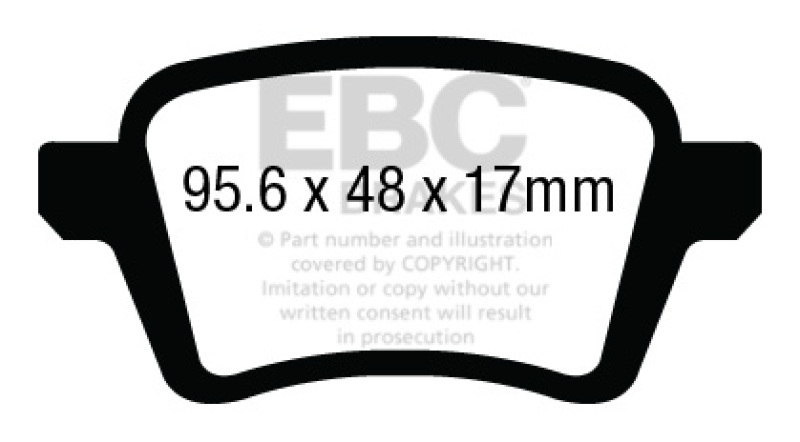 EBC 13+ Fiat 500L 1.4 Turbo Greenstuff Rear Brake Pads thumbnail 5
