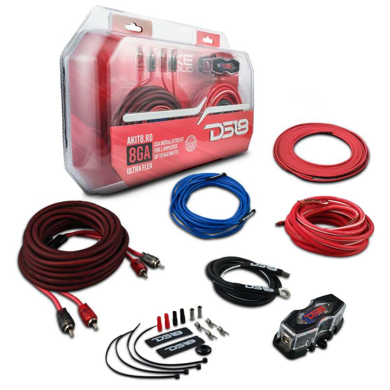 DS18 8-GA Amplifier Install Kit Advance- Red
