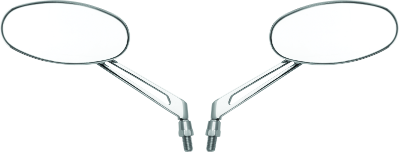 BikeMaster Oval Mirror Machined Arm w/10mm/Yam 10mm/HD Adapters - Pair - Chrome thumbnail 5